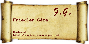 Friedler Géza névjegykártya