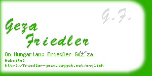 geza friedler business card